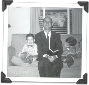 Left to Right: My brother David, my dad, and me...dressed from going to Joy Road Baptist Church